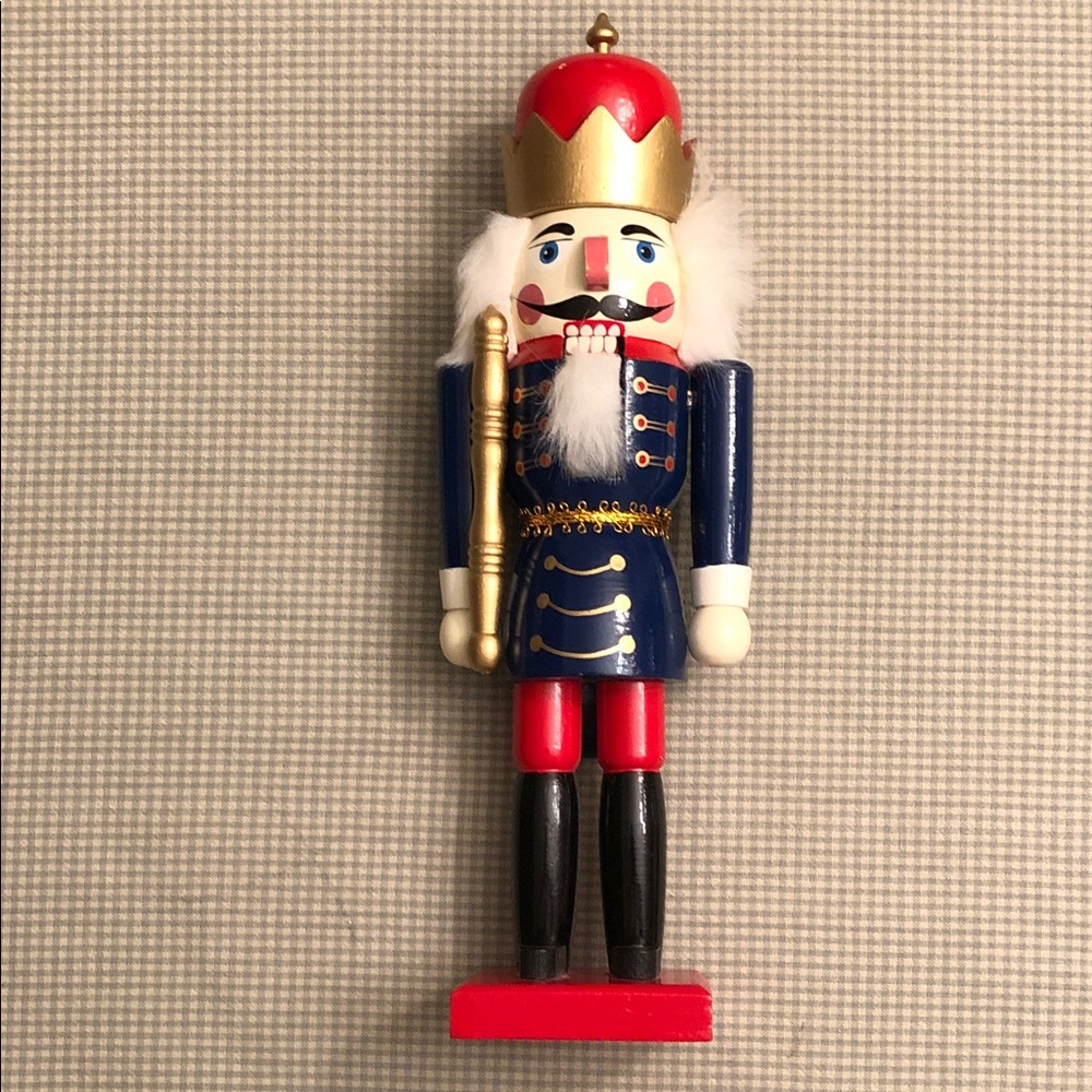 Vintage Wooden Nutcracker Red Blue Gold 13 3/4” high hand-painted soldier#1022